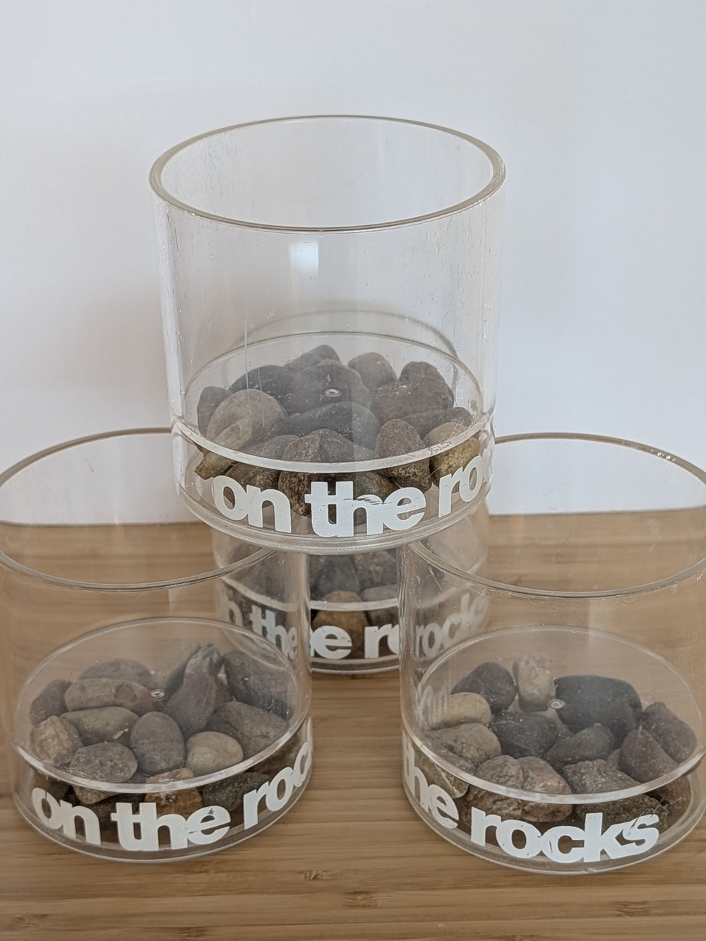 Acrylic 'on the rocks' Novelty Cocktail Glasses Tumblers Retro Set of 4 Mcm 70s